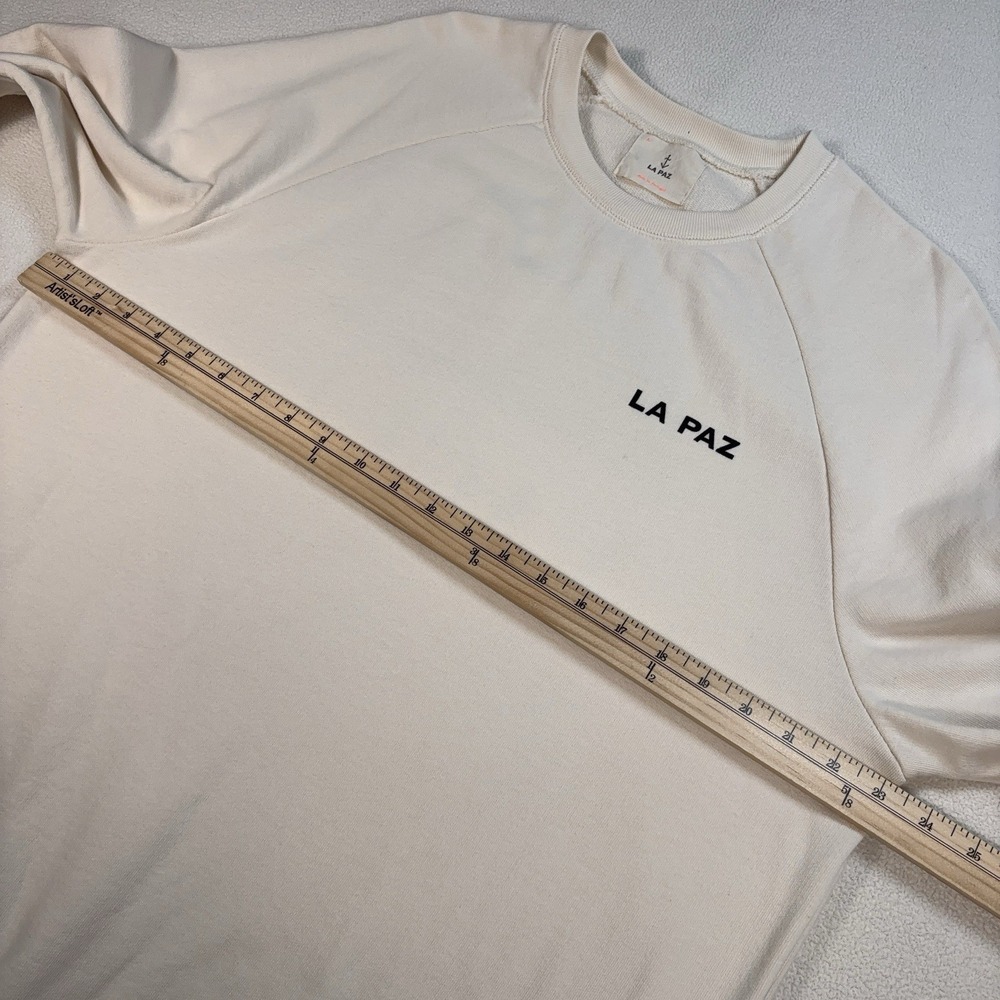 La Paz Cunha Vague Sweatshirt Men's L Off-White Spellout Graphic 100% Cotton - Picture 9 of 16